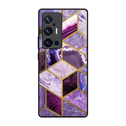 Purple Rhombus Marble Glossy Case for Vivo X70 Pro Plus
