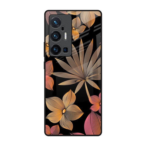Lines Pattern Flowers Glossy Case for Vivo X70 Pro Plus