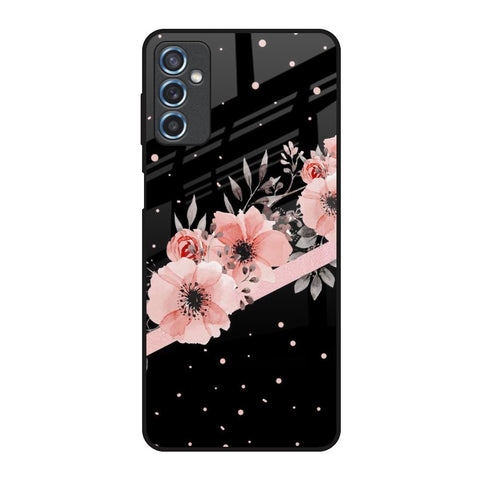 Floral Black Band Glossy Case For Samsung Galaxy M52 5G