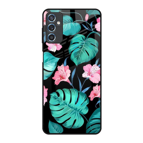 Tropical Leaves & Pink Flowers Glossy Case for Samsung Galaxy M52 5G
