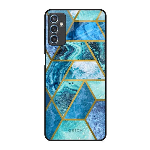 Turquoise Geometrical Marble Glossy Case for Samsung Galaxy M52 5G