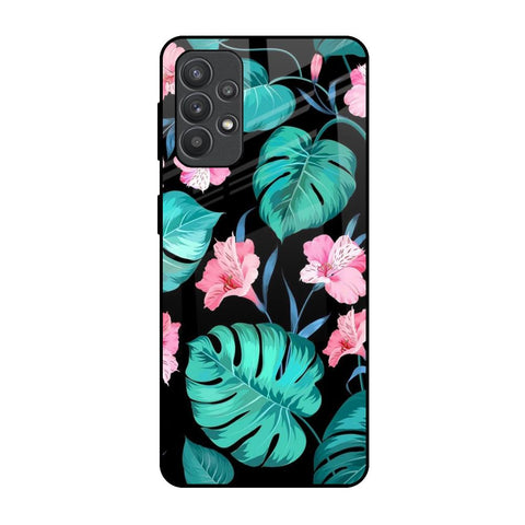 Tropical Leaves & Pink Flowers Glossy Case for Samsung Galaxy M32 5G