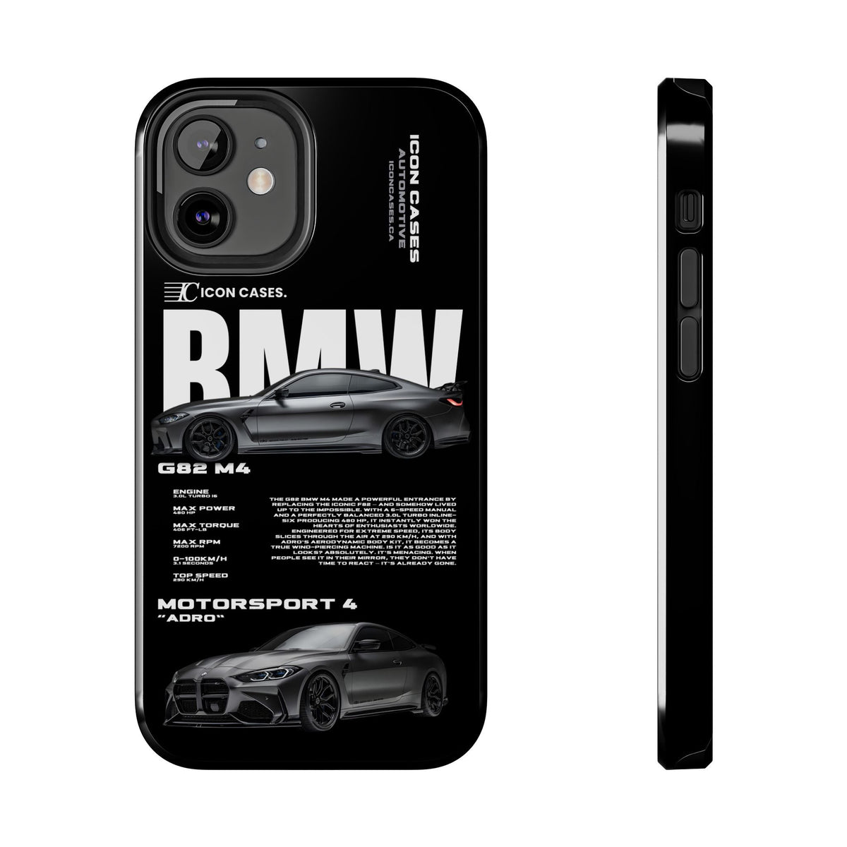 BMW M4 (G82) Black Premium Tough Shining Phone Case (Double Layer) Available For All iPhone Models