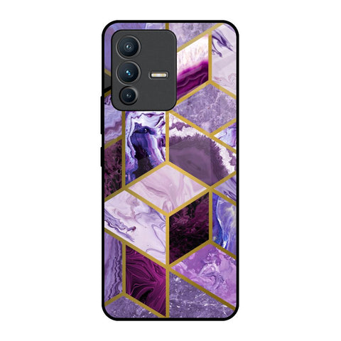 Purple Rhombus Marble Glossy Case for Vivo V23 Pro 5G