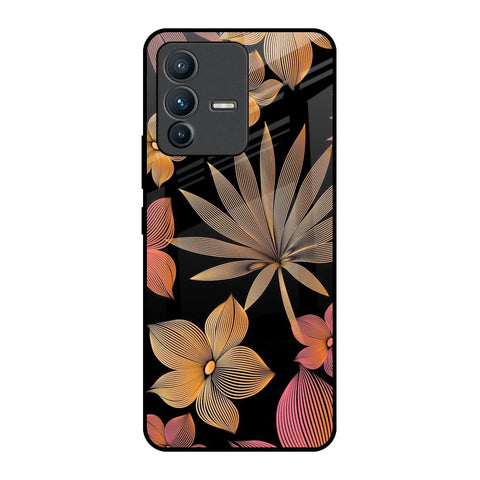 Lines Pattern Flowers Glossy Case for Vivo V23 Pro 5G