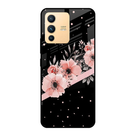 Floral Black Band Glossy Case For Vivo V23 Pro 5G