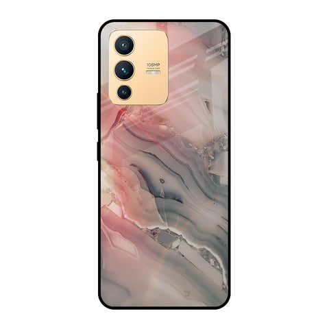 Pink And Grey Marble Glossy Case For Vivo V23 Pro 5G