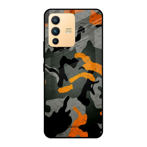 Camouflage Orange Glossy Case For Vivo V23 Pro 5G