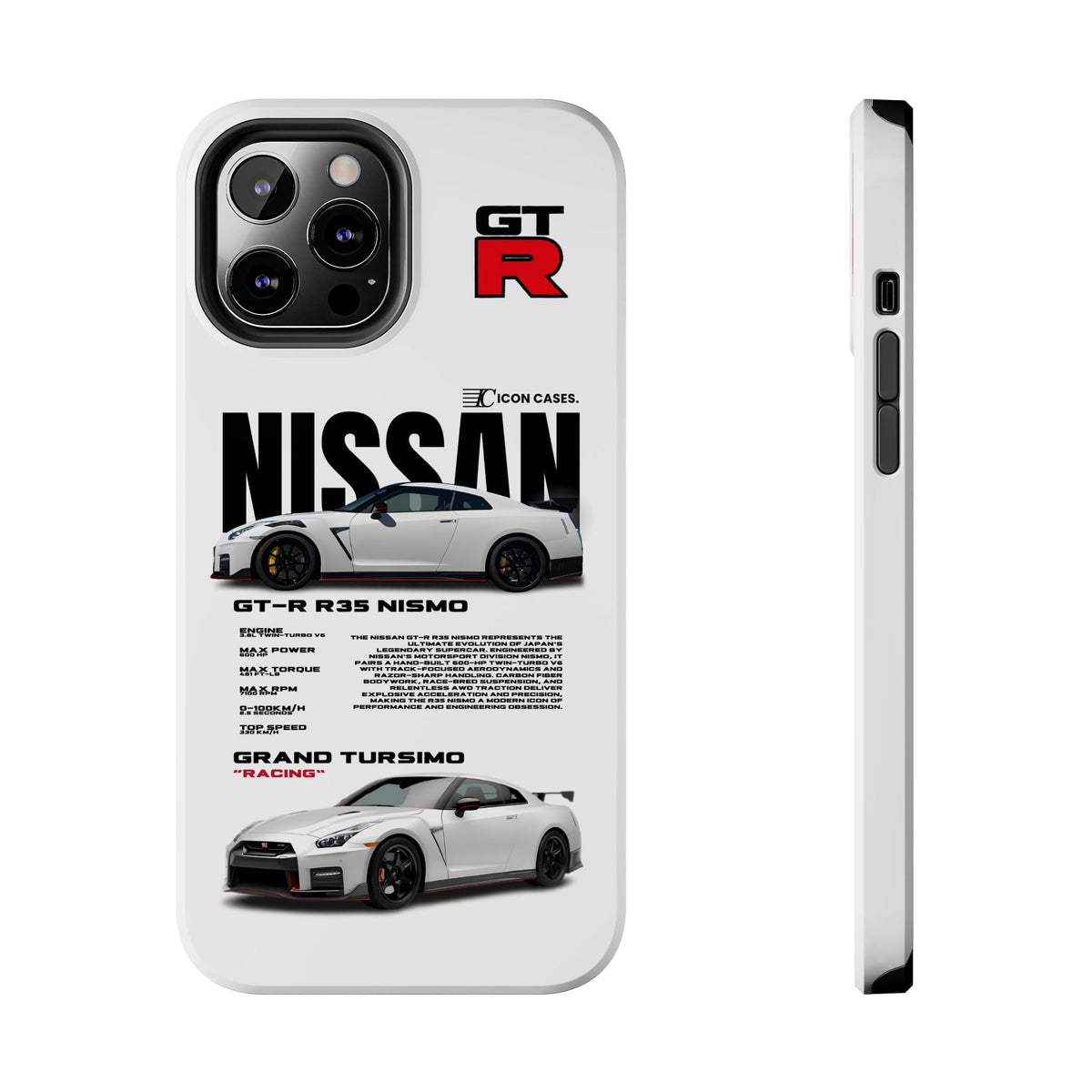 Nissan GT-R R35 White Premium Tough Shining Phone Case (Double Layer) Available For All iPhone Models