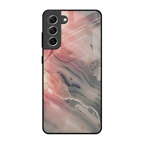 Pink And Grey Marble Glossy Case For Samsung Galaxy S21 FE 5G