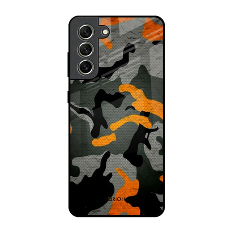 Camouflage Orange Glossy Case For Samsung Galaxy S21 FE 5G