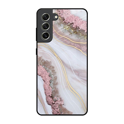 Pink & Gold Gllitter Marble Glossy Case for Samsung Galaxy S21 FE 5G
