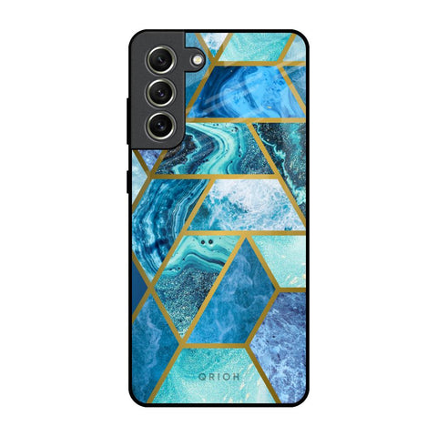 Turquoise Geometrical Marble Glossy Case for Samsung Galaxy S21 FE 5G