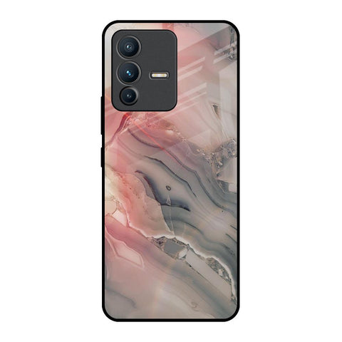 Pink And Grey Marble Glossy Case For Vivo V23 5G