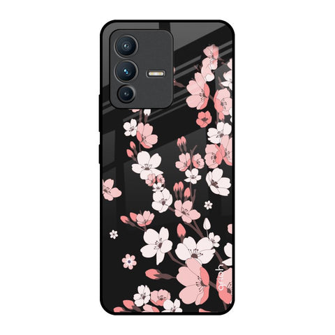 Black Cherry Blossom Glossy Case for Vivo V23 5G