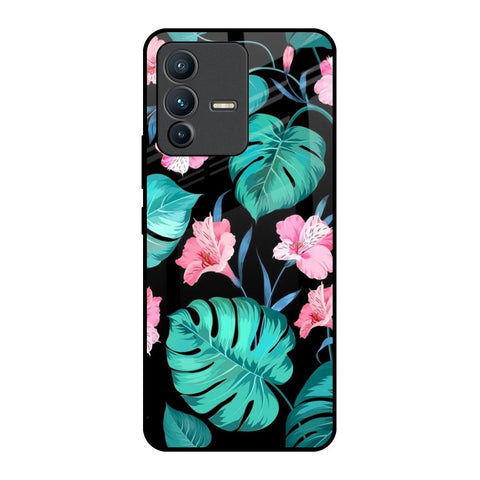 Tropical Leaves & Pink Flowers Glossy Case for Vivo V23 5G