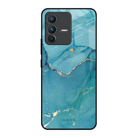 Blue Golden Glitter Glossy Case for Vivo V23 5G