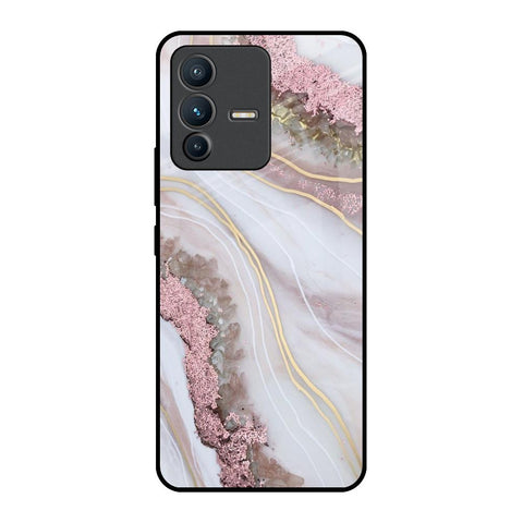 Pink & Gold Gllitter Marble Glossy Case for Vivo V23 5G