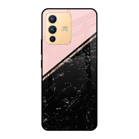 Marble Texture Pink Glossy Case For Vivo V23 5G