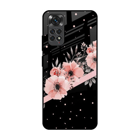 Floral Black Band Glossy Case For Redmi Note 11