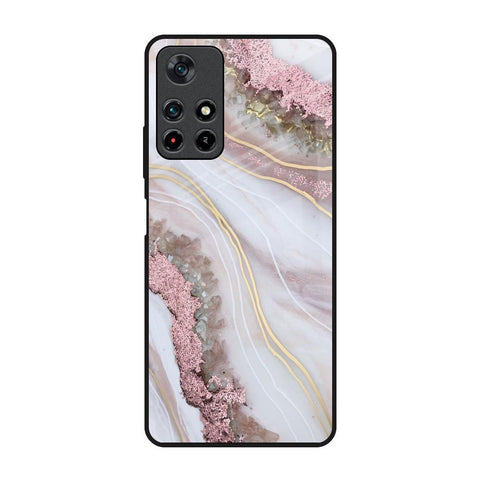 Pink & Gold Gllitter Marble Glossy Case for Redmi Note 11T 5G