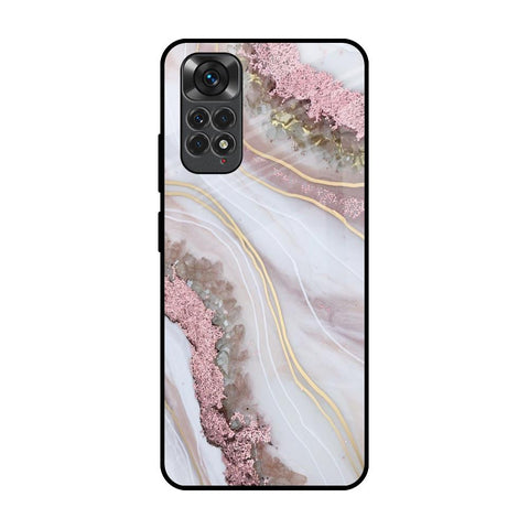 Pink & Gold Gllitter Marble Glossy Case for Redmi Note 11S