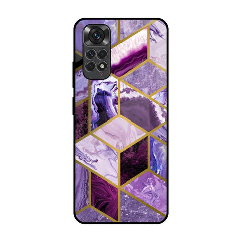 Purple Rhombus Marble Glossy Case for Redmi Note 11S
