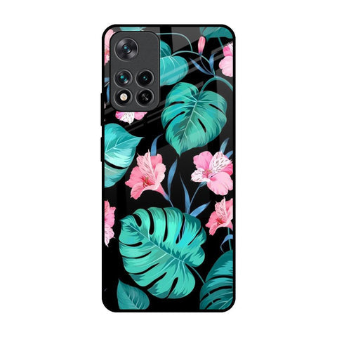 Tropical Leaves & Pink Flowers Glossy Case for Mi 11i