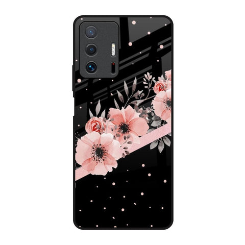 Floral Black Band Glossy Case For Mi 11T Pro 5G