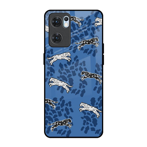 Blue Cheetah Glossy Case for Oppo Reno7 5G