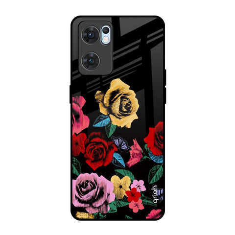 Floral Decorative Glossy Case For Oppo Reno7 5G