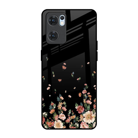 Floating Floral Print Glossy Case for Oppo Reno7 5G