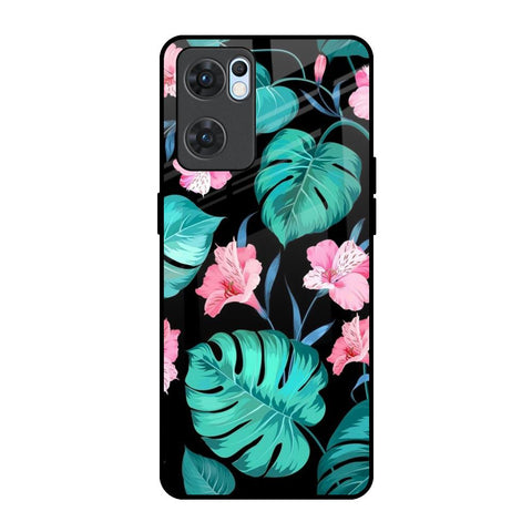 Tropical Leaves & Pink Flowers Glossy Case for Oppo Reno7 5G