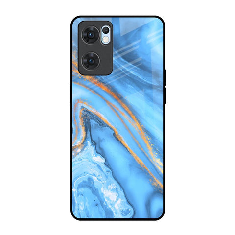 Vibrant Blue Marble Glossy Case for Oppo Reno7 5G