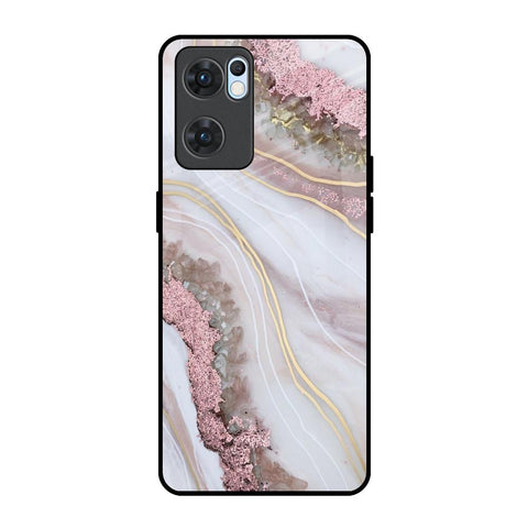 Pink & Gold Gllitter Marble Glossy Case for Oppo Reno7 5G