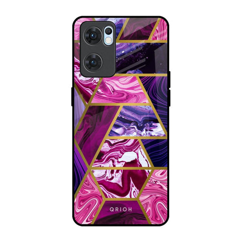 Electroplated Geometric Marble Glossy Case for Oppo Reno7 5G
