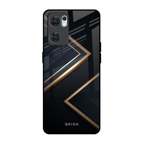 Sleek Golden & Navy Glossy Case for Oppo Reno7 5G