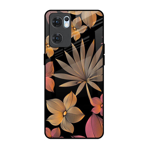 Lines Pattern Flowers Glossy Case for Oppo Reno7 5G