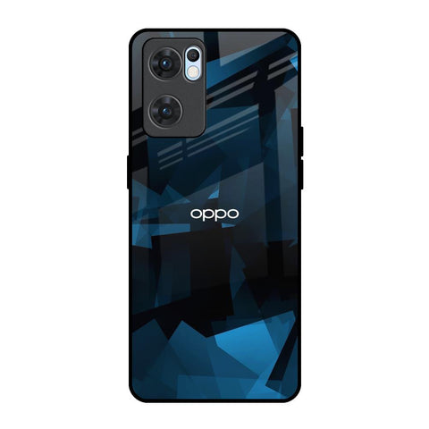 Polygonal Blue Box Glossy Case For Oppo Reno7 5G