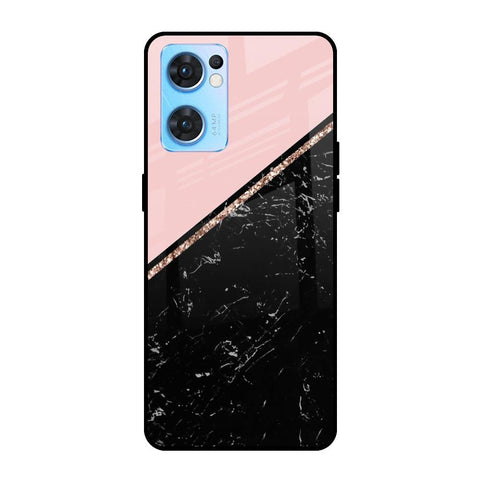 Marble Texture Pink Glossy Case For Oppo Reno7 5G