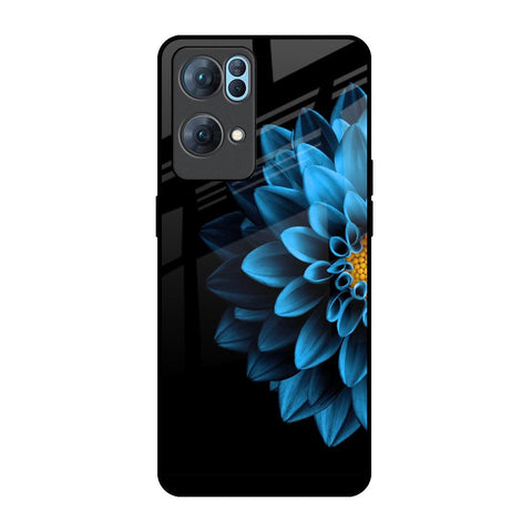 Half Blue Flower Glossy Case for Oppo Reno7 Pro 5G