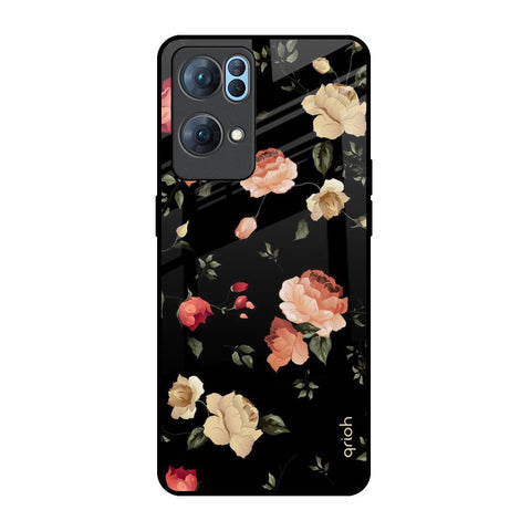 Black Spring Floral Glossy Case for Oppo Reno7 Pro 5G
