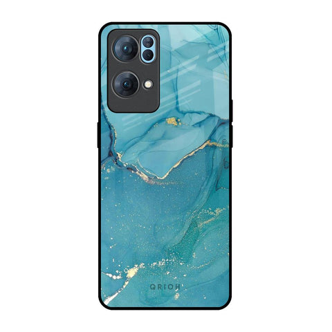 Blue Golden Glitter Glossy Case for Oppo Reno7 Pro 5G