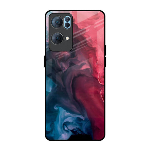 Blue & Red Smoke Glossy Case for Oppo Reno7 Pro 5G