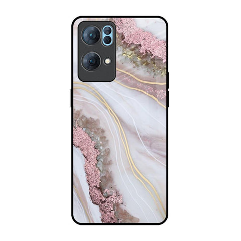 Pink & Gold Gllitter Marble Glossy Case for Oppo Reno7 Pro 5G