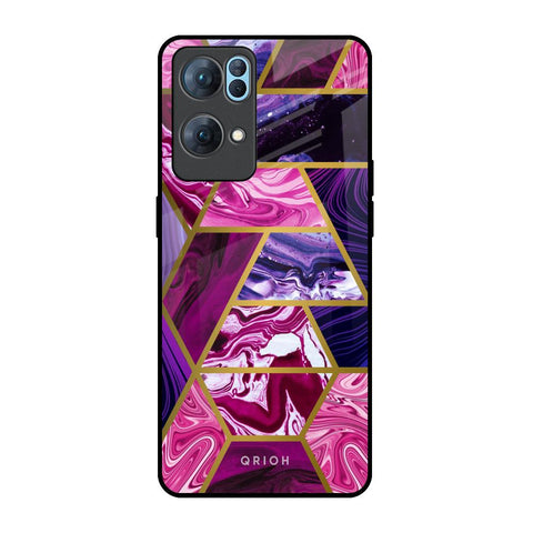 Electroplated Geometric Marble Glossy Case for Oppo Reno7 Pro 5G