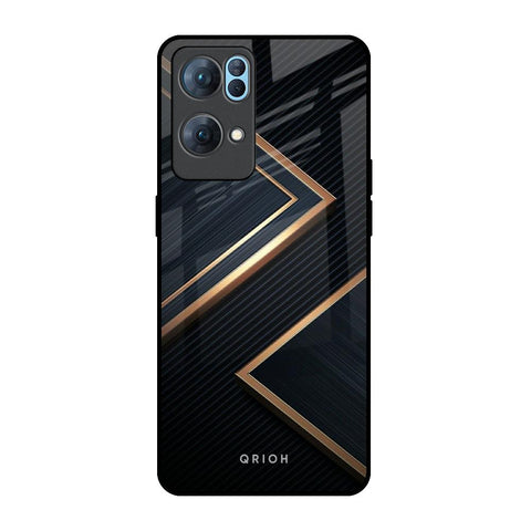 Sleek Golden & Navy Glossy Case for Oppo Reno7 Pro 5G