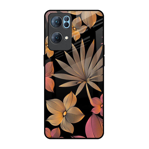 Lines Pattern Flowers Glossy Case for Oppo Reno7 Pro 5G