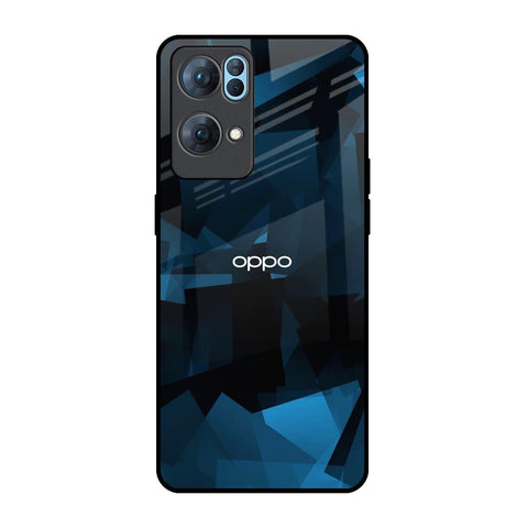 Polygonal Blue Box Glossy Case For Oppo Reno7 Pro 5G