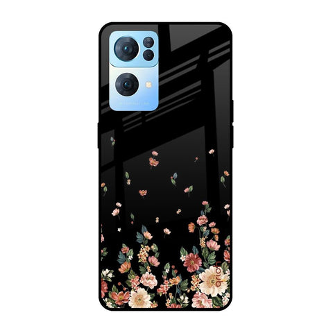 Floating Floral Print Glossy Case for Oppo Reno7 Pro 5G